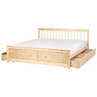 Beliani Letto con cassetti contenitori en Legno di pino Scandinavo OLENDON  