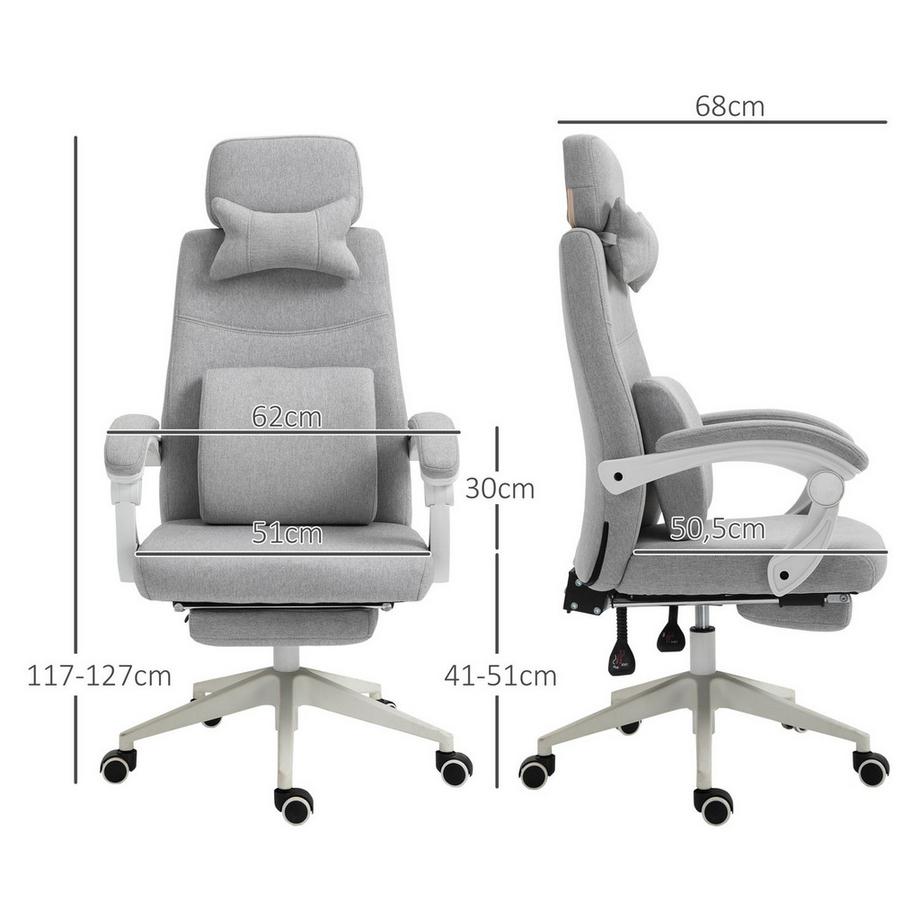 Northio  Bürostuhl, Gamingstuhl, Stuhl Mit Rollen, Ergonomisches Design, Polyester, Schaumstoff, Mehrschichtenplatte, Kunststoff, 62 X 68 X 117-127 Cm 