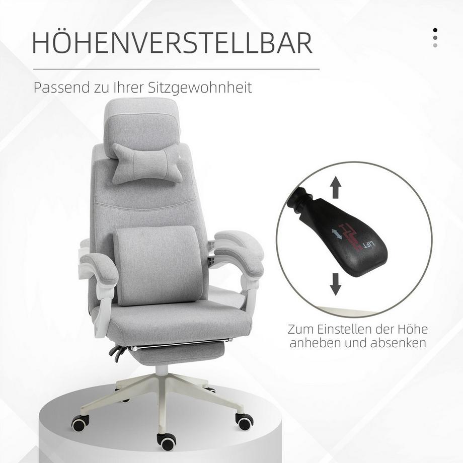 Northio  Bürostuhl, Gamingstuhl, Stuhl Mit Rollen, Ergonomisches Design, Polyester, Schaumstoff, Mehrschichtenplatte, Kunststoff, 62 X 68 X 117-127 Cm 