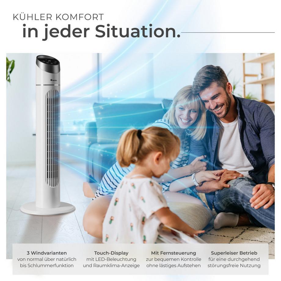Tectake Ventilateur colonne  avec oscillation réglable et fonction minuterie  