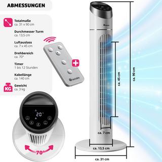 Tectake Ventilatore a torre 90 cm  