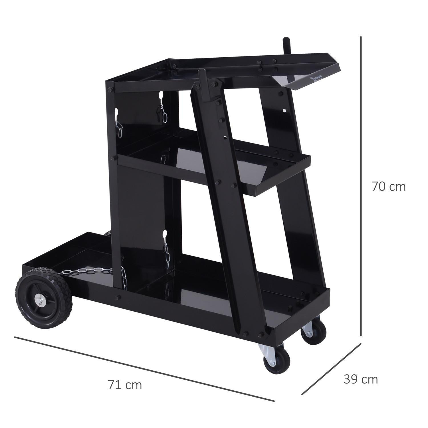 Northio Carrello Per Saldatura, Carrello Per Saldatrice Con Ripiani 3, Carrello Per Bombole Di Gas, Catena Di Sicurezza, Nero, 71X39X70 Cm  