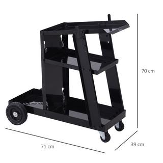 Northio Carrello Per Saldatura, Carrello Per Saldatrice Con Ripiani 3, Carrello Per Bombole Di Gas, Catena Di Sicurezza, Nero, 71X39X70 Cm  