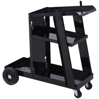 Northio Carrello Per Saldatura, Carrello Per Saldatrice Con Ripiani 3, Carrello Per Bombole Di Gas, Catena Di Sicurezza, Nero, 71X39X70 Cm  
