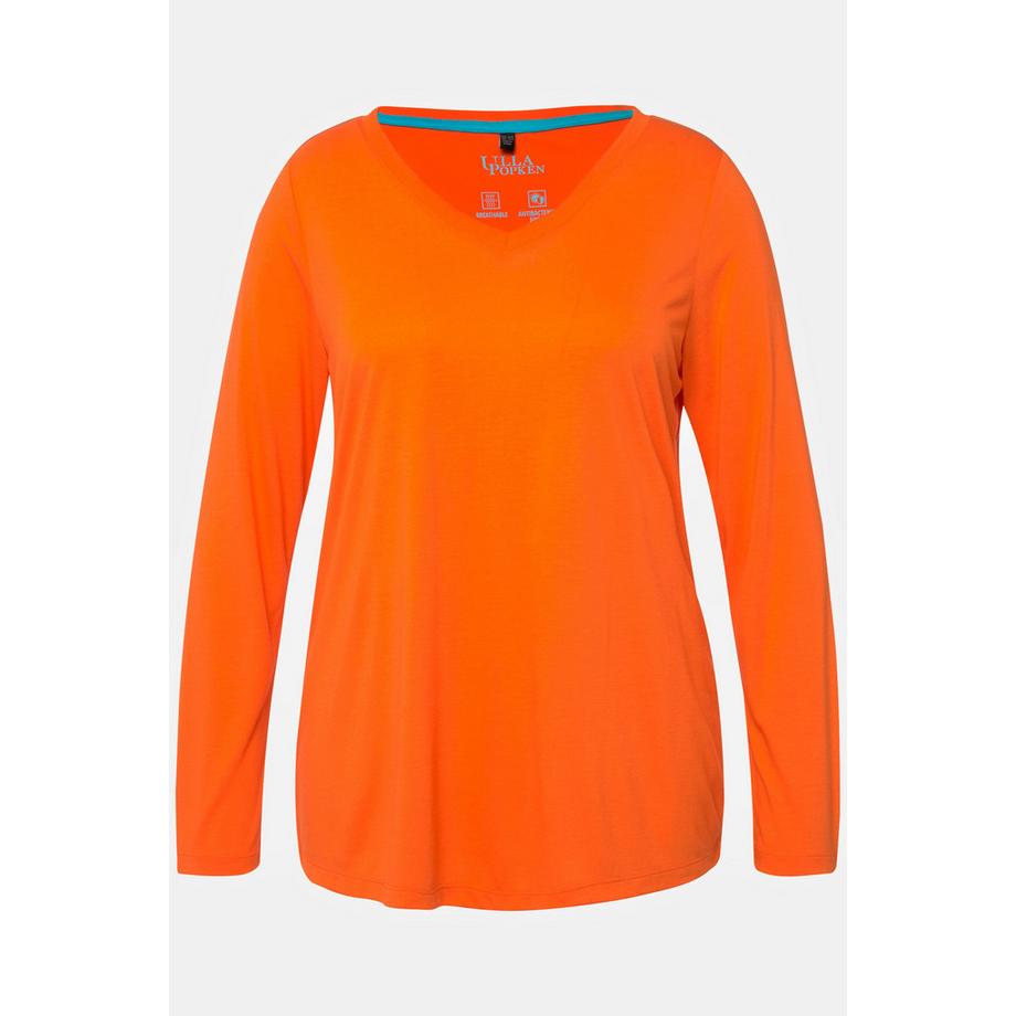 Ulla Popken Maglia funzionale antibatterica scollo a V maniche lunghe  