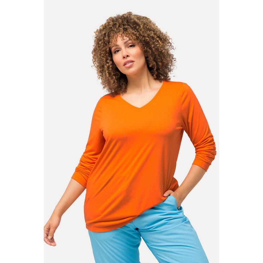 Ulla Popken Maglia funzionale antibatterica scollo a V maniche lunghe  