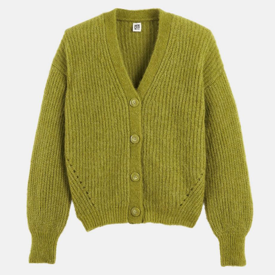 La Redoute Collections Cardigan a maglia con collo a V e bottoni  