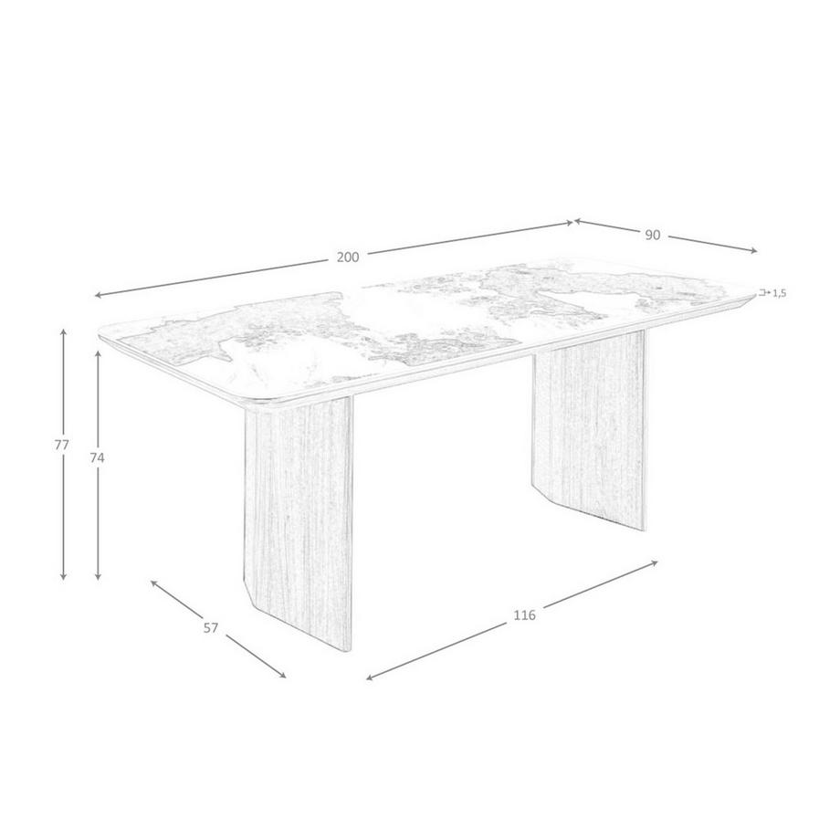 ANGEL CERDA Tavolo da pranzo rettangolare marmo porcellanato e noce  