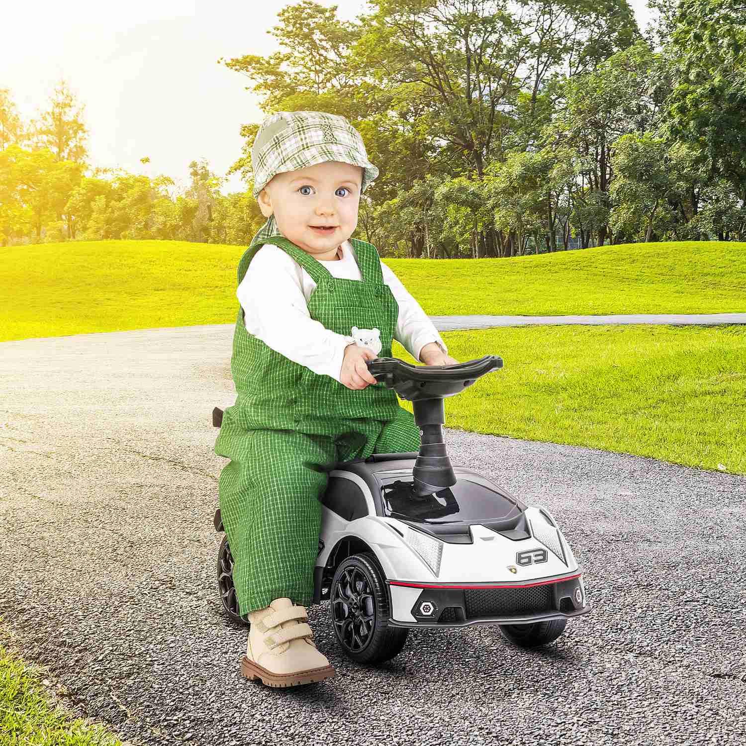 Northio  Auto Da Cavalcare Per Bambini, Veicolo Per Bambini Con Spazio Di Stivaggio, Clacson E Suono Del Motore, Bianco + Nero 