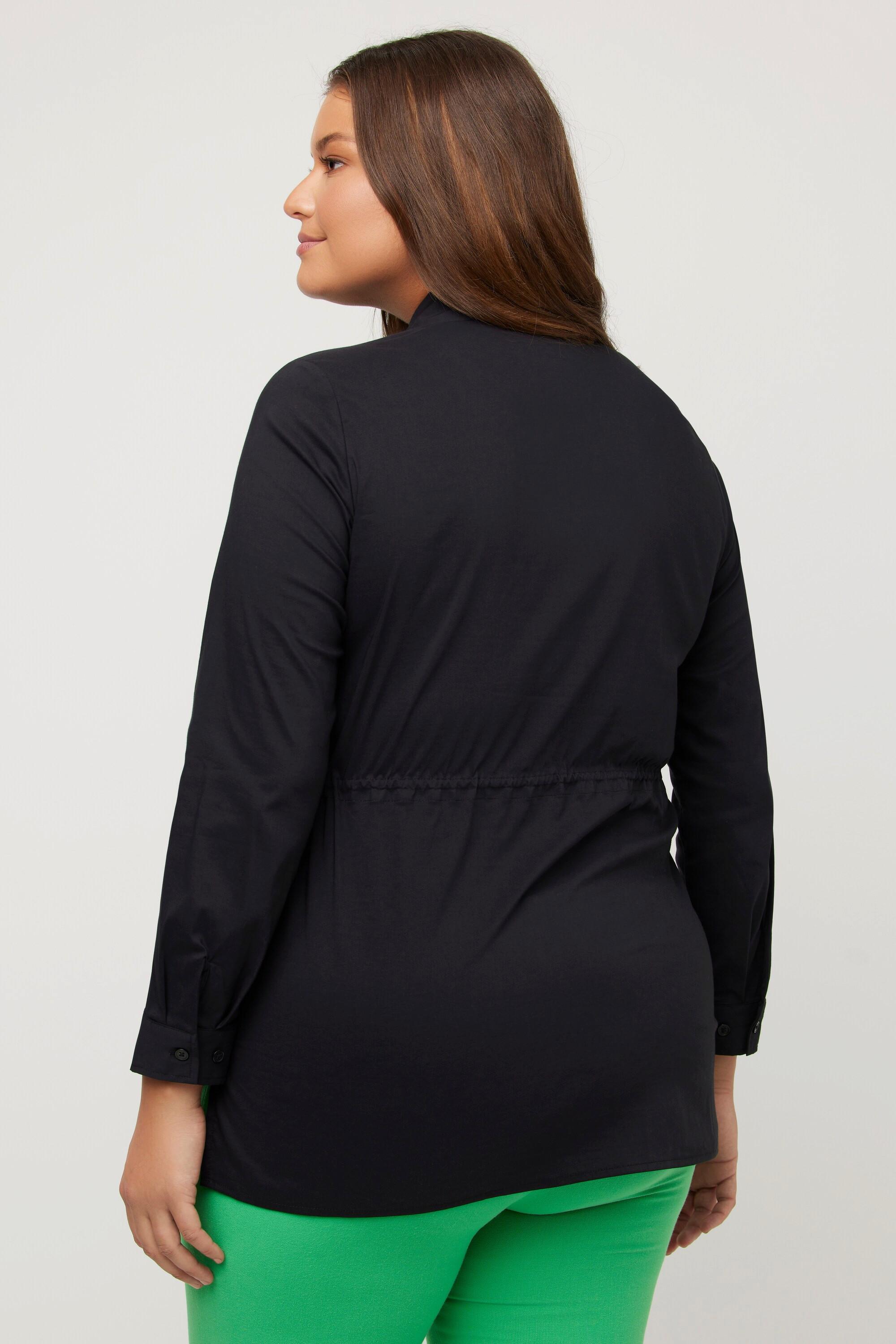 Ulla Popken  Blusa dal taglio svasato con coulisse, collo da camicia e maniche lunghe 