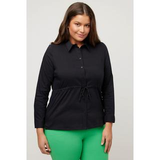 Ulla Popken  Blusa dal taglio svasato con coulisse, collo da camicia e maniche lunghe 