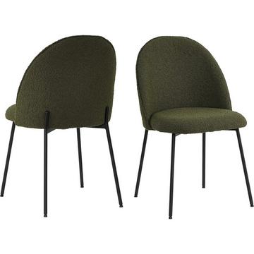 Chaise de salle à manger Clusto tissu métal vert (lot de 2)