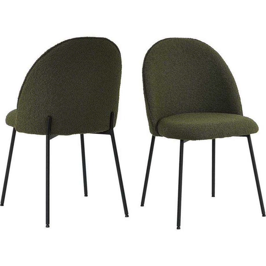 mutoni Chaise de salle à manger Clusto tissu métal vert (lot de 2)  