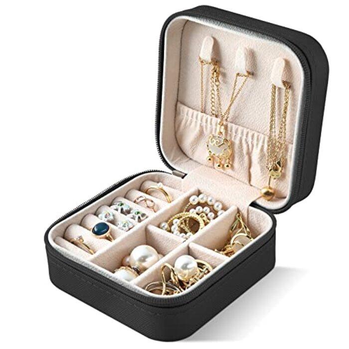 Only-bags.store  Schmuckkästchen Reise, Schmuckbox Klein für Ringe Ohrringe mit Spiegel Jewelry Box 