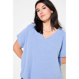 Studio Untold  Blusenshirt, oversized, Musselin, V-Ausschnitt 