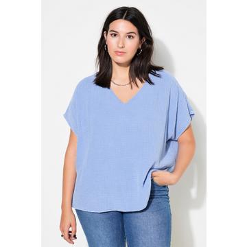 Blusenshirt, oversized, Musselin, V-Ausschnitt