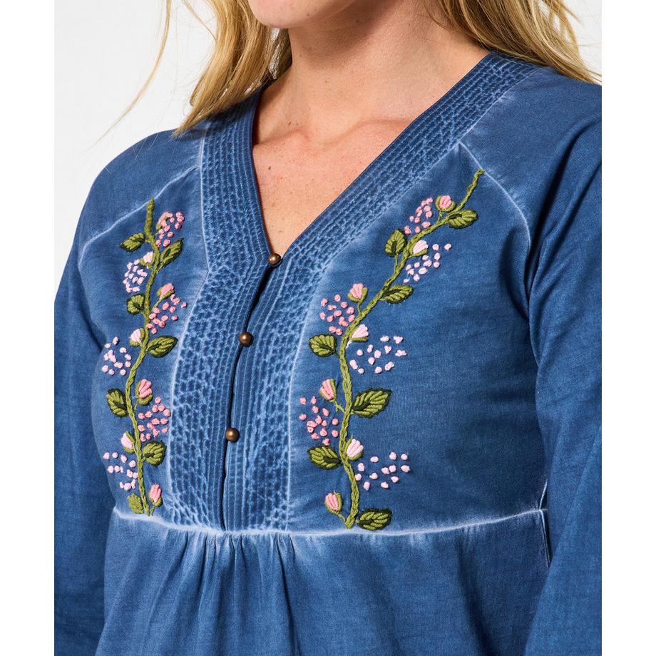 Joe Browns Bemerkenswertes Henley Shirt Patchwork Print  