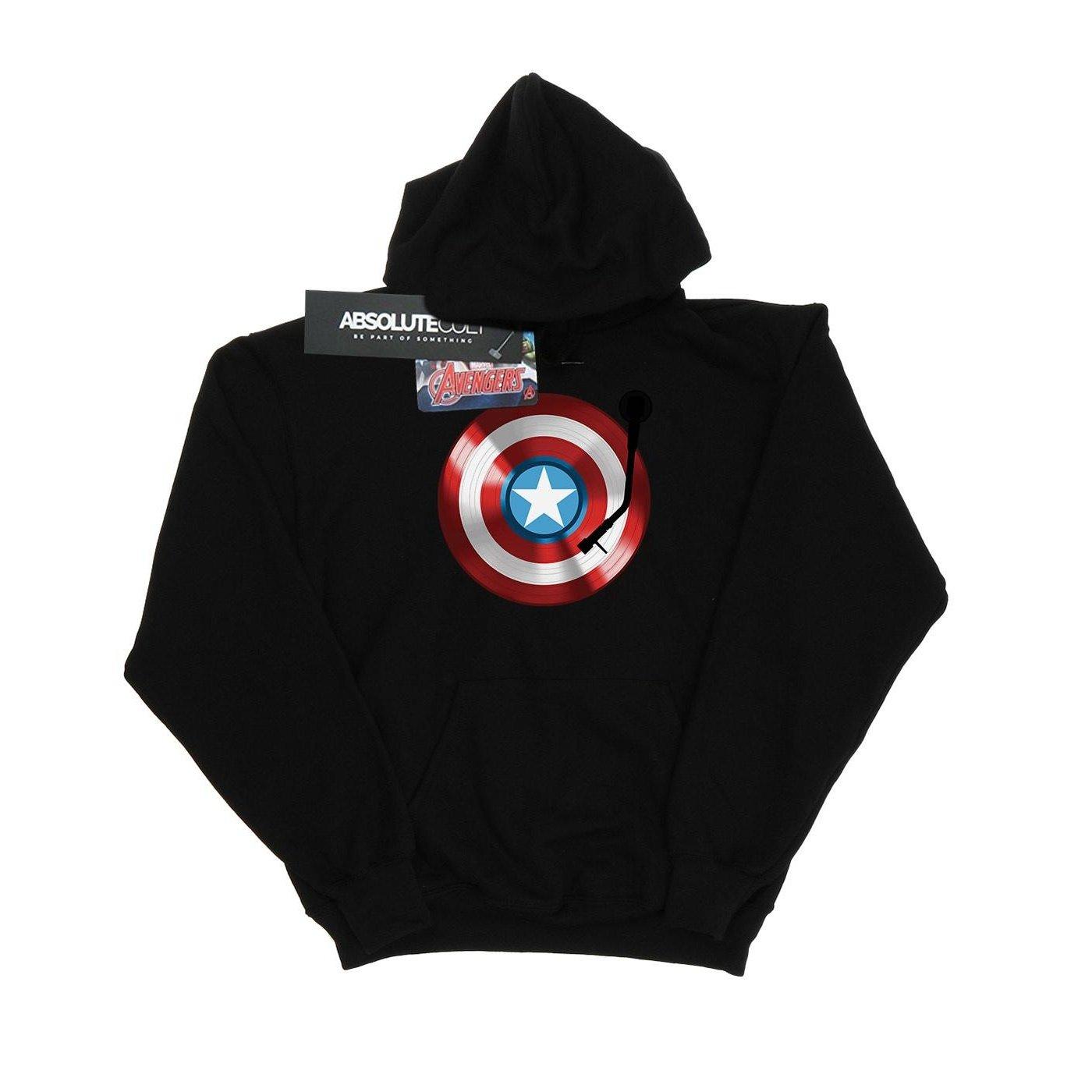Image of Captain America Turntable Kapuzenpullover Damen Schwarz XL