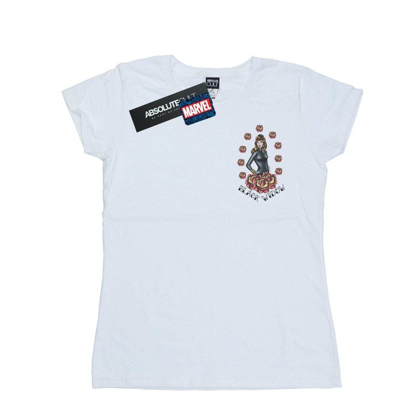 Image of Black Widow Tattoo Breast Print Tshirt Damen Weiss L