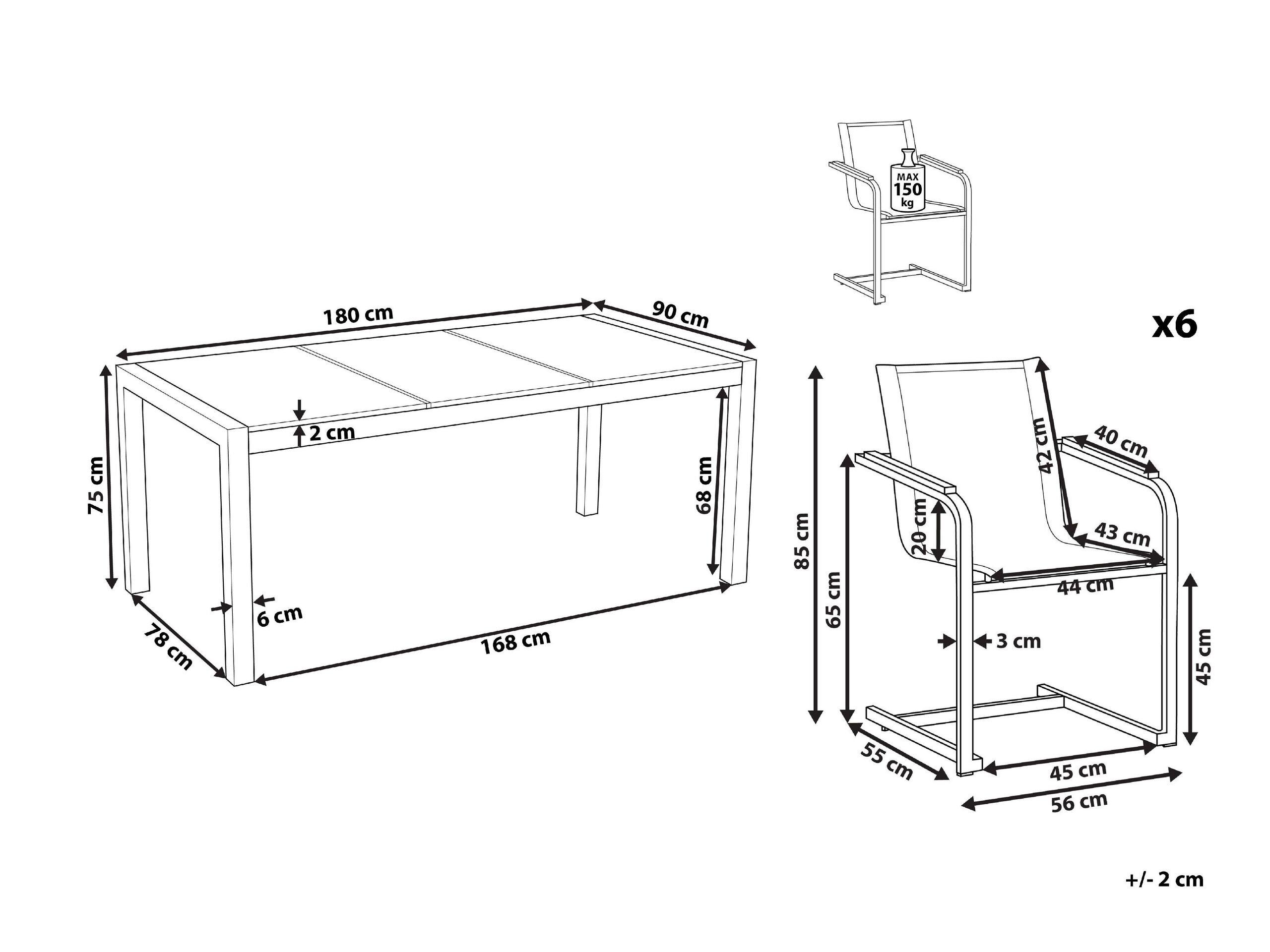 Beliani Gartentisch Set aus Sicherheitsglas Industriell COSOLETO  