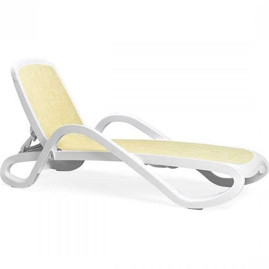 Chaise longue de jardin Alfa blanc beige