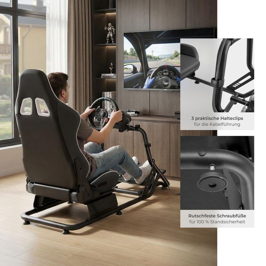 Tectake Gamingstuhl Play verstellbarer Rennsitz im GT-Style höhenverstellbare Füße  
