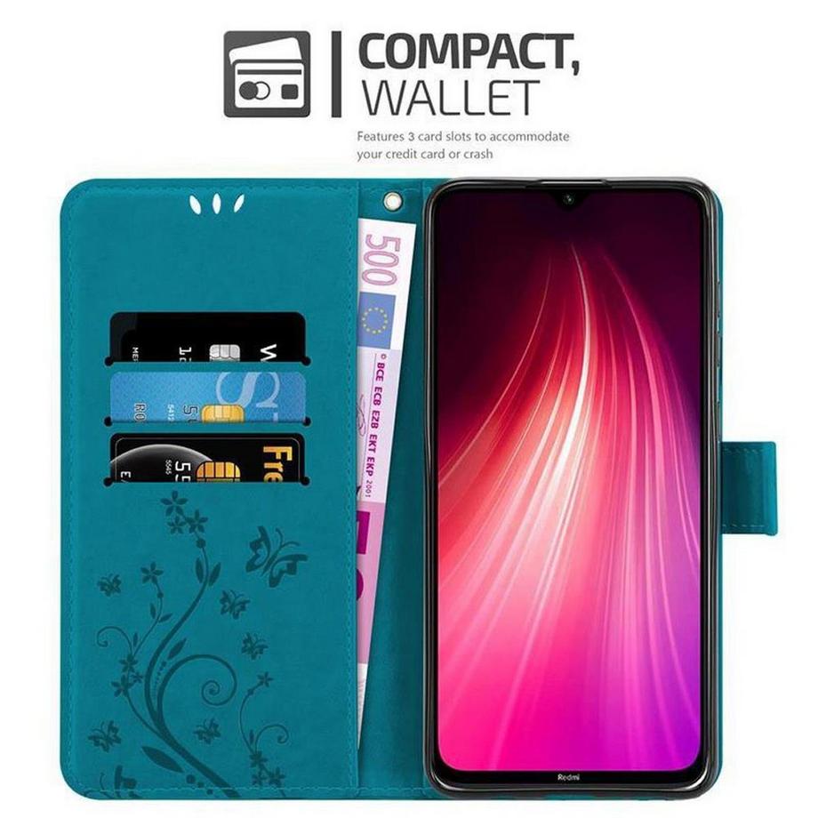 Cadorabo  Hülle für Xiaomi RedMi NOTE 8 Blumen Design Magnetverschluss 