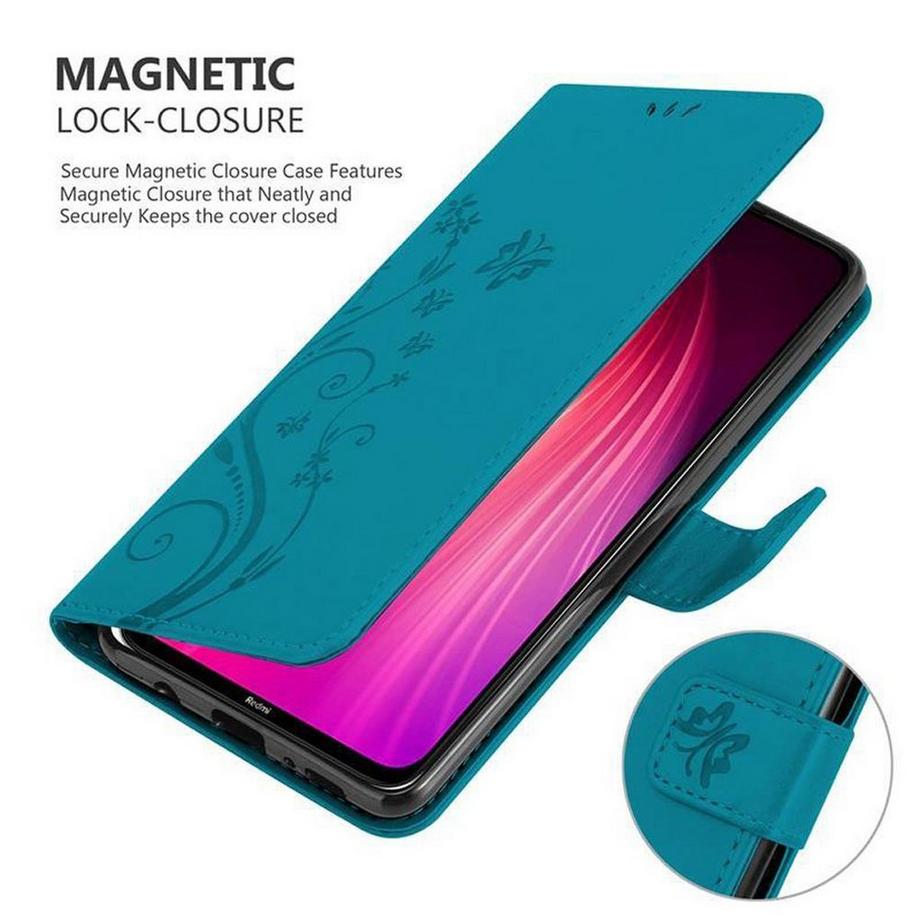 Cadorabo  Hülle für Xiaomi RedMi NOTE 8 Blumen Design Magnetverschluss 