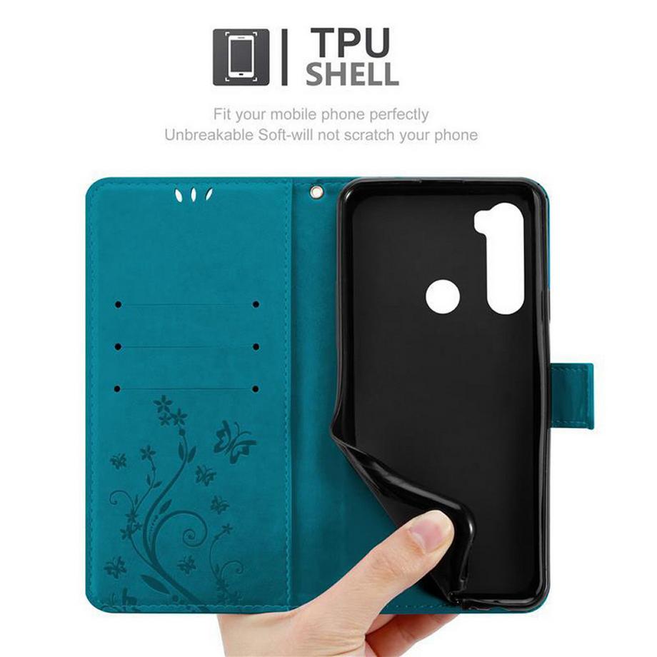 Cadorabo  Hülle für Xiaomi RedMi NOTE 8 Blumen Design Magnetverschluss 