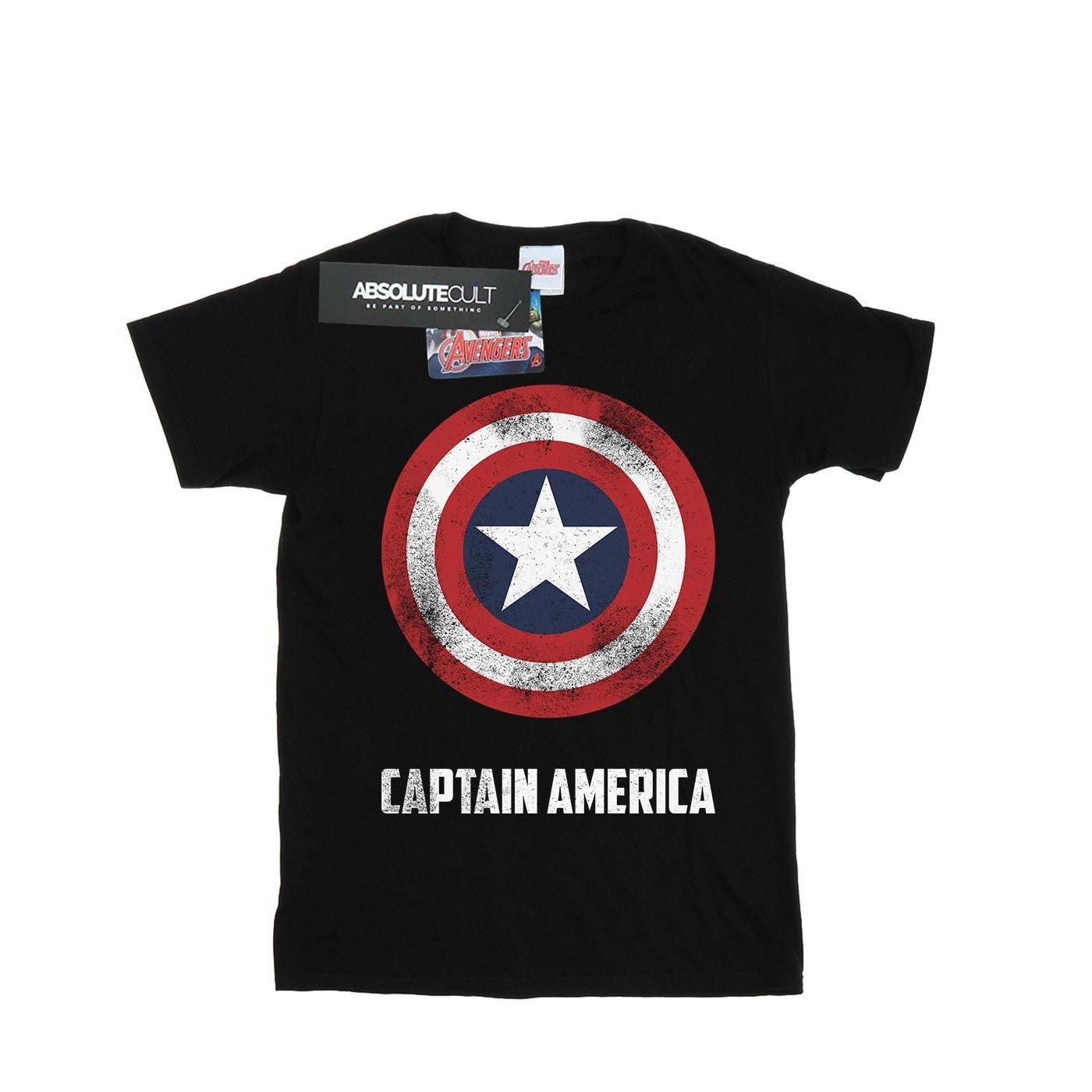 Image of Captain America Shield Text Tshirt Herren Schwarz 3XL