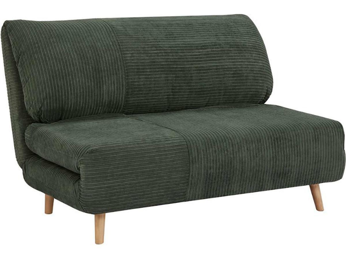 Vente-unique Schlafsofa 2Sitzer PALULA Kordsamt Dunkelgrün  