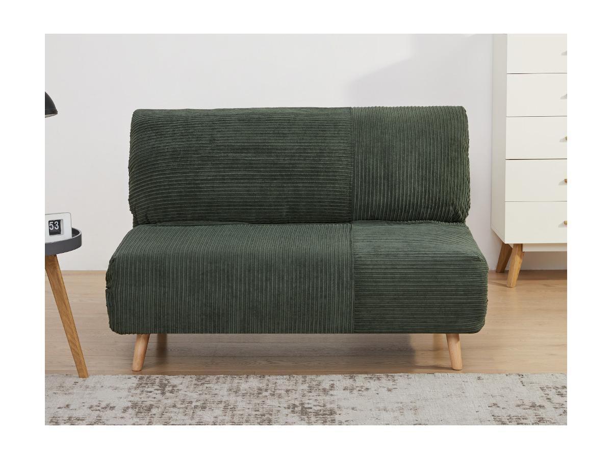 Vente-unique Schlafsofa 2Sitzer PALULA Kordsamt Dunkelgrün  