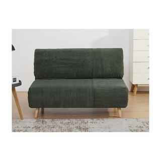 Vente-unique Schlafsofa 2Sitzer PALULA Kordsamt Dunkelgrün  