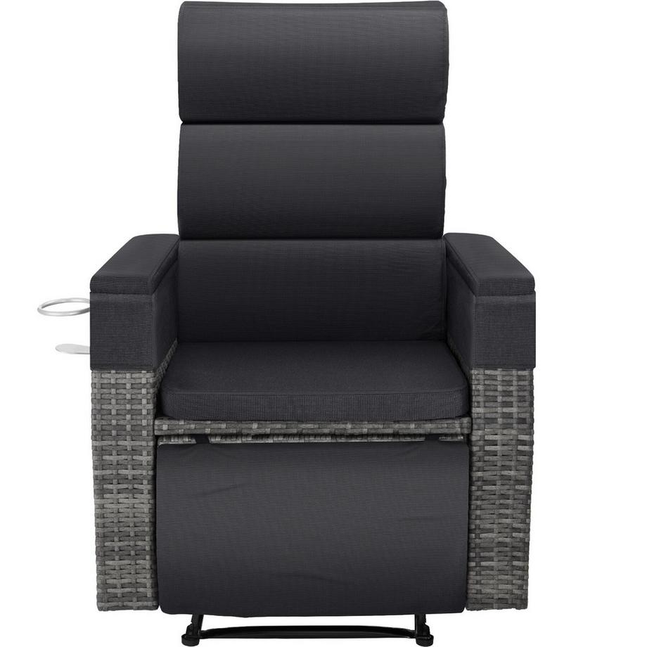 Tectake Fauteuil en rotin et aluminium Pacentro dossier et repose-pieds réglables  