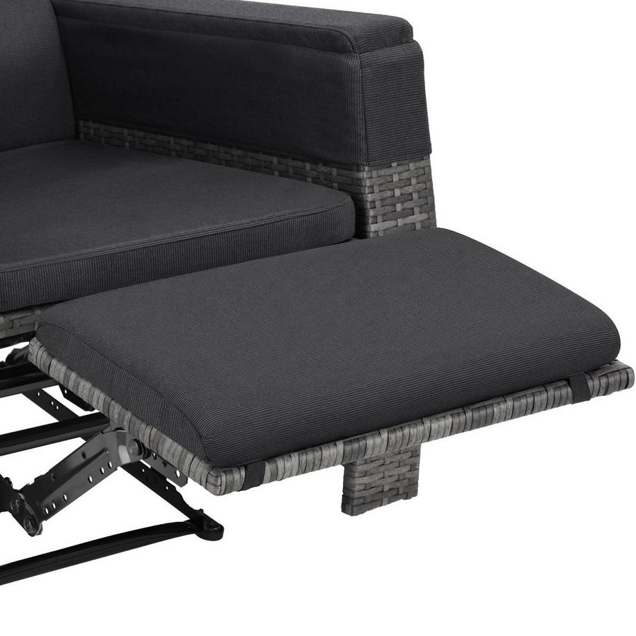 Tectake Fauteuil en rotin et aluminium Pacentro dossier et repose-pieds réglables  