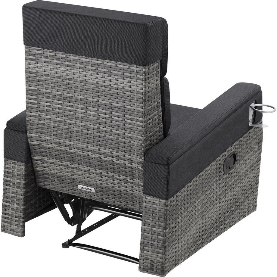 Tectake Fauteuil en rotin et aluminium Pacentro dossier et repose-pieds réglables  