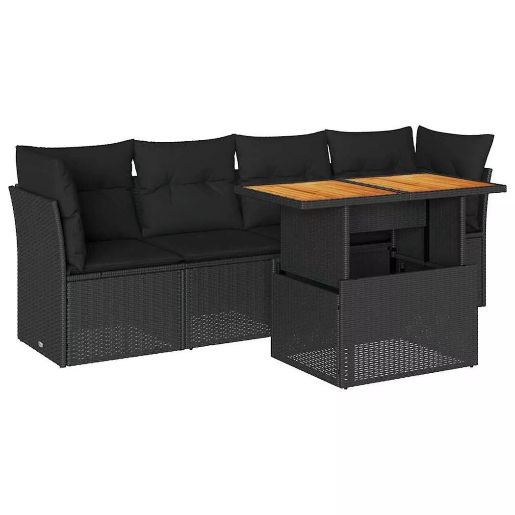 VidaXL - Garten sofagarnitur poly-rattan, One Size, Schwarz