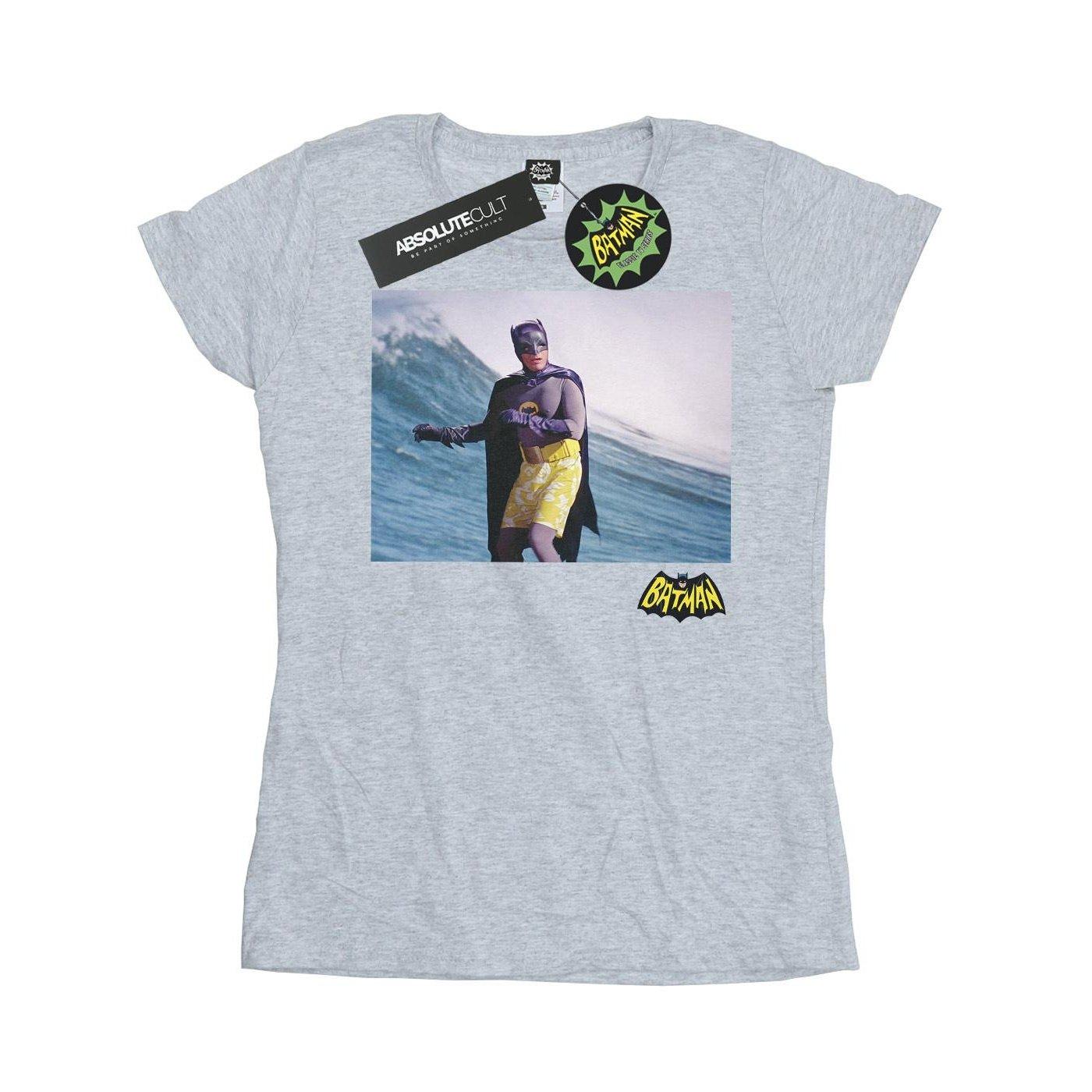 Image of Batman Tv Series Surfing Logo Tshirt Damen Grau L