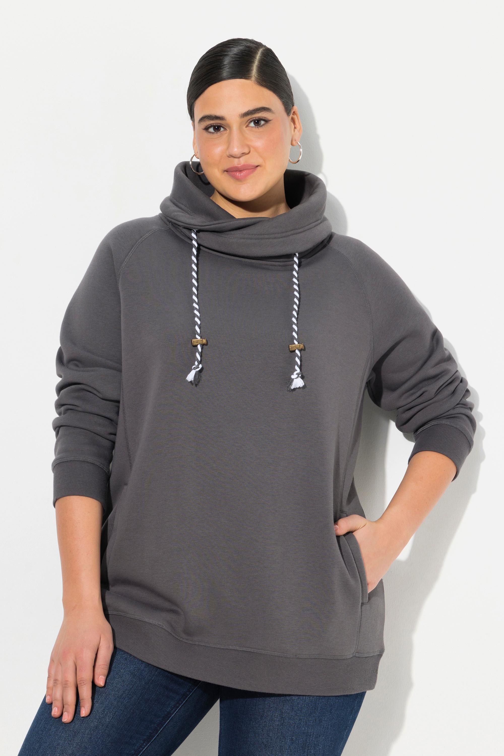 Ulla Popken  Sweatshirt, weiter Stehkragen, Taschen, Raglan-Langarm 