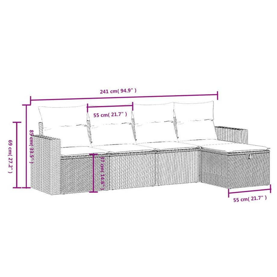 VidaXL set divano da giardino Polirattan  