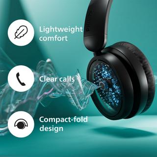 PHILIPS  TAH5209BK Kabelloser Over-Ear-Kopfhörer, überragender Komfort, guter Klang und bis zu 65 Stunden Spielzeit. Schwarz. 
