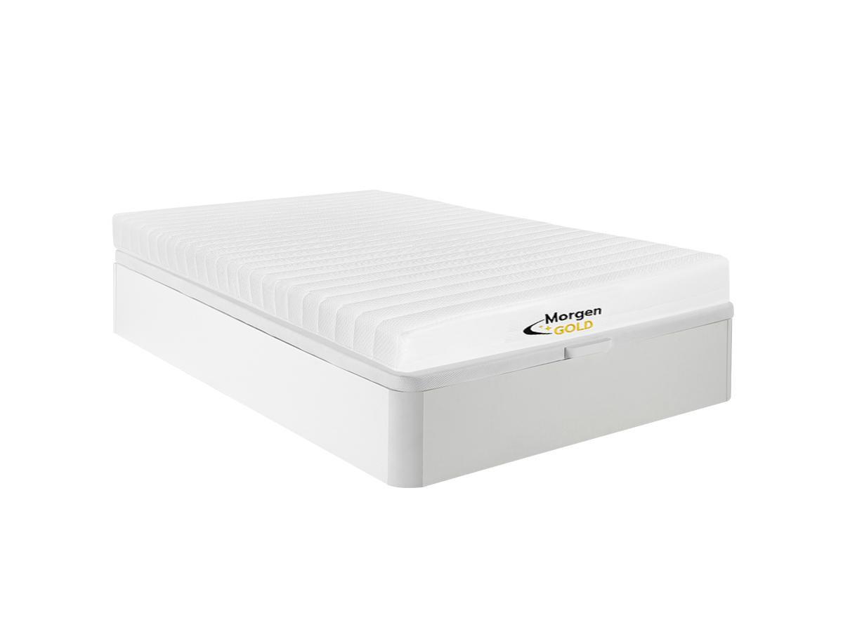 Vente-unique Ensemble 140 x 190 cm sommier coffre blanc + matelas mousse 7 zones ép.12cm - STELO de MORGENGOLD  