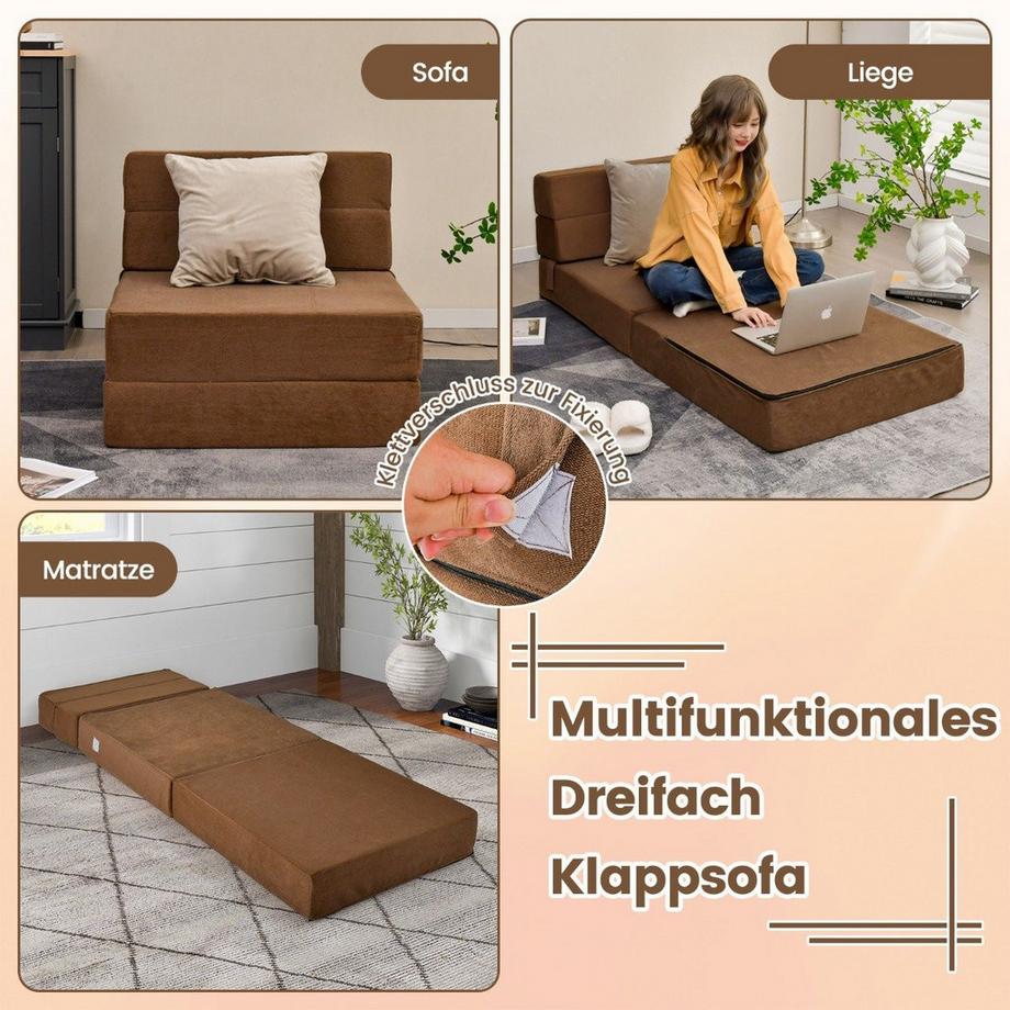 Northix 3 in 1 Klappbares Schlafsofa mit waschbarem Bezug und extra dickem Schaumstoff  