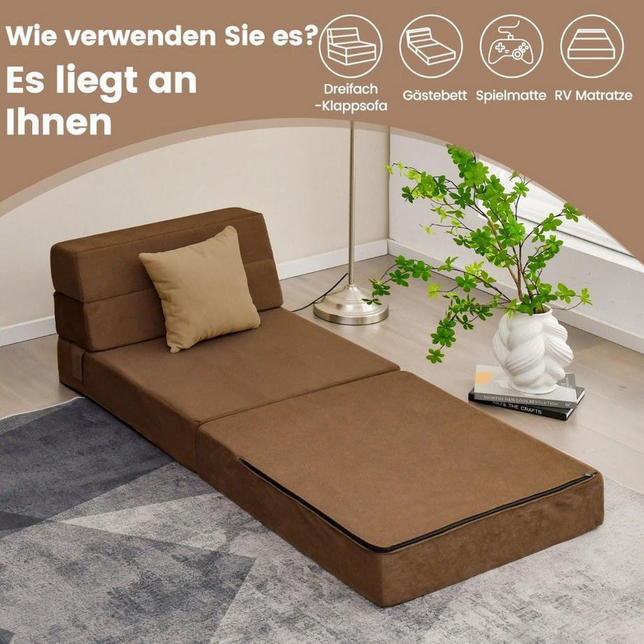 Northix 3 in 1 Klappbares Schlafsofa mit waschbarem Bezug und extra dickem Schaumstoff  