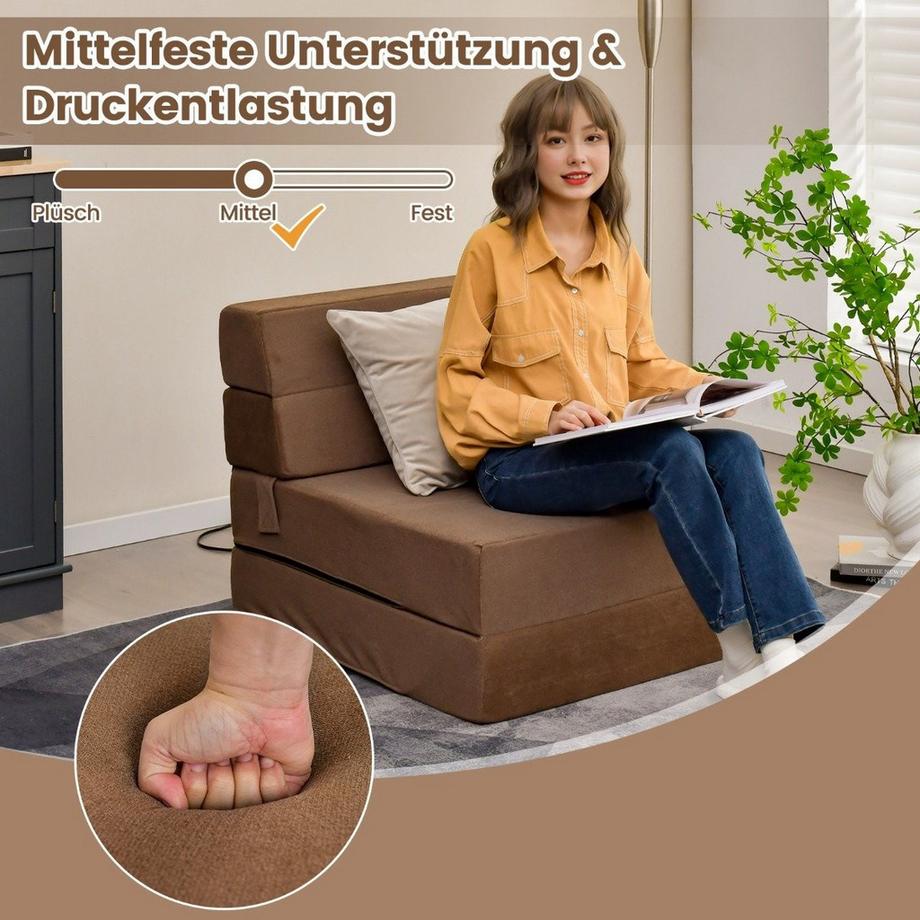 Northix 3 in 1 Klappbares Schlafsofa mit waschbarem Bezug und extra dickem Schaumstoff  