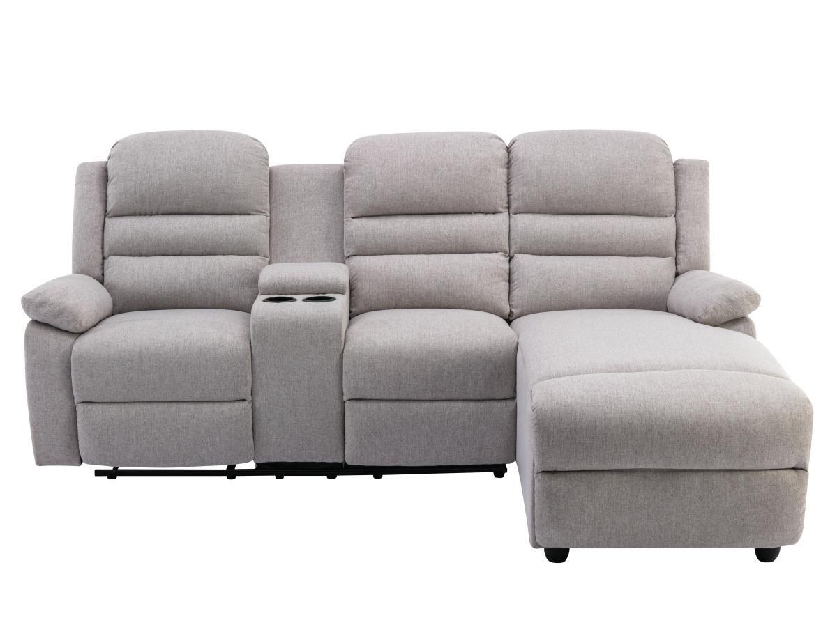 Vente-unique Ecksofa Relaxsofa - Ecke Rechts - Stoff - Beige - MACEDONIA  