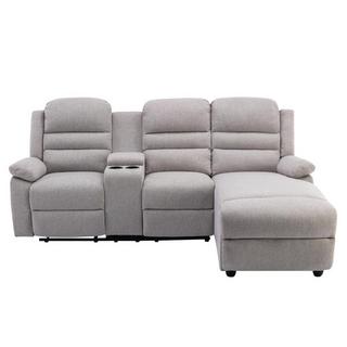 Vente-unique Ecksofa Relaxsofa - Ecke Rechts - Stoff - Beige - MACEDONIA  