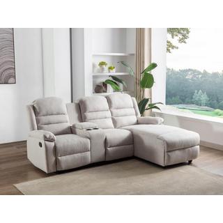 Vente-unique Ecksofa Relaxsofa - Ecke Rechts - Stoff - Beige - MACEDONIA  