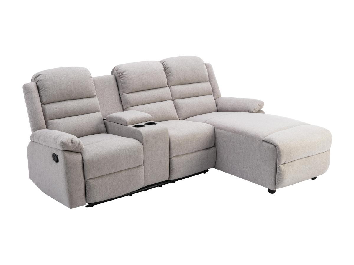 Vente-unique Ecksofa Relaxsofa - Ecke Rechts - Stoff - Beige - MACEDONIA  