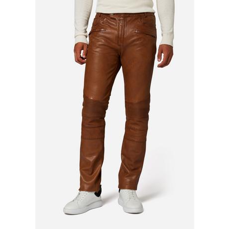 RICANO  Pantaloni in pelle da uomo Franklin, in stile classico a cinque tasche con applicazioni da motociclista. 